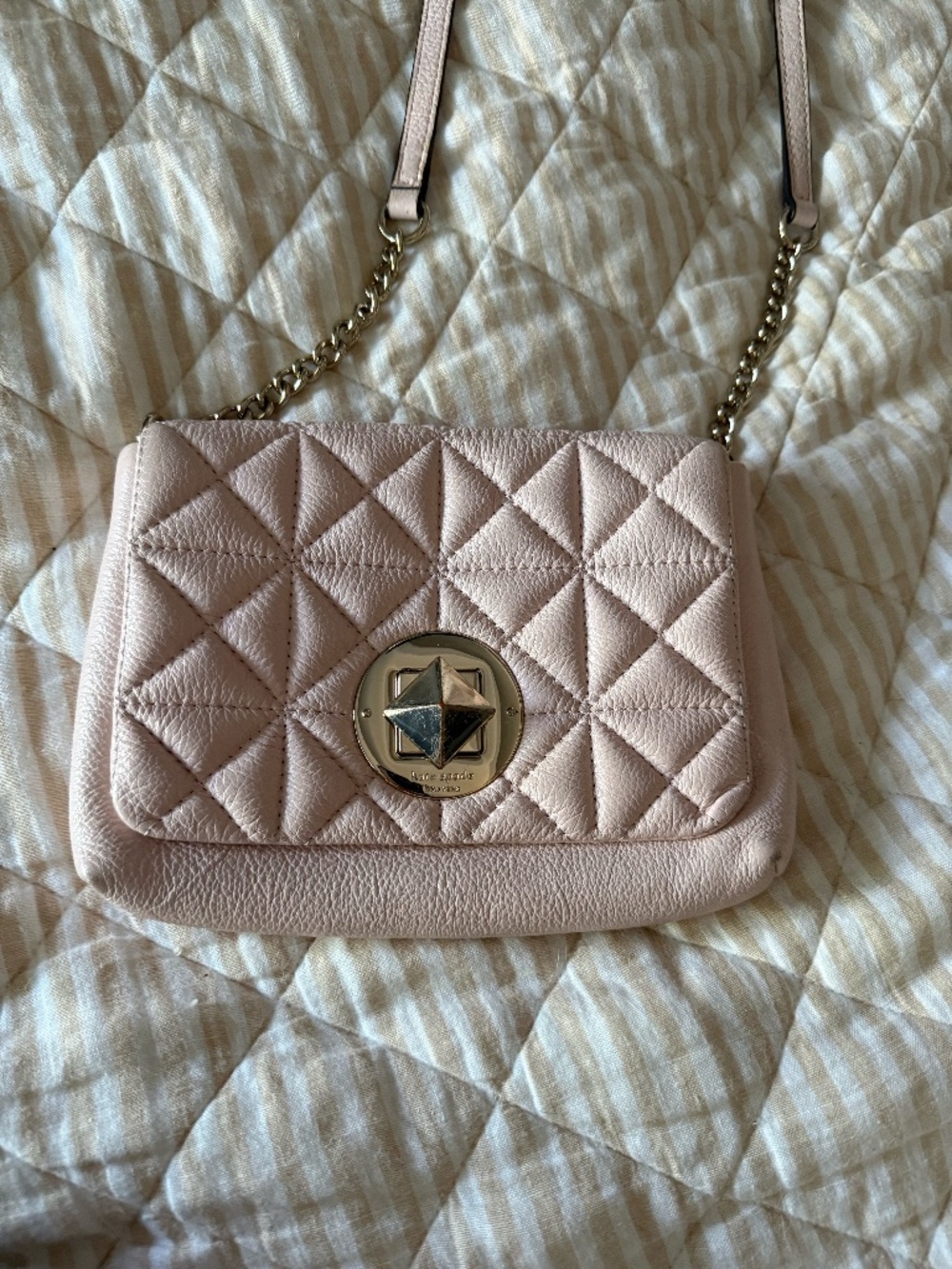 Kate Spade Whitaker Place Naomi Quilted Pink Leather Crossbody Bag Flap Turnlock